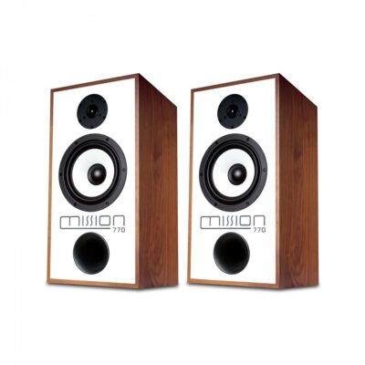 Mission 770 speakers in walnut with stands Ex Demo